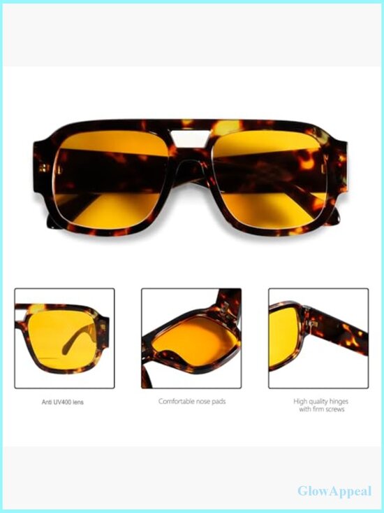 Oversized Aviator Sunglasses Double Bridge UV400 Retro Unisex